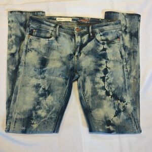 -Anthropologie PILCRO Slim Boyfriend Tye Dye Blue Denim Jeans W26 L32